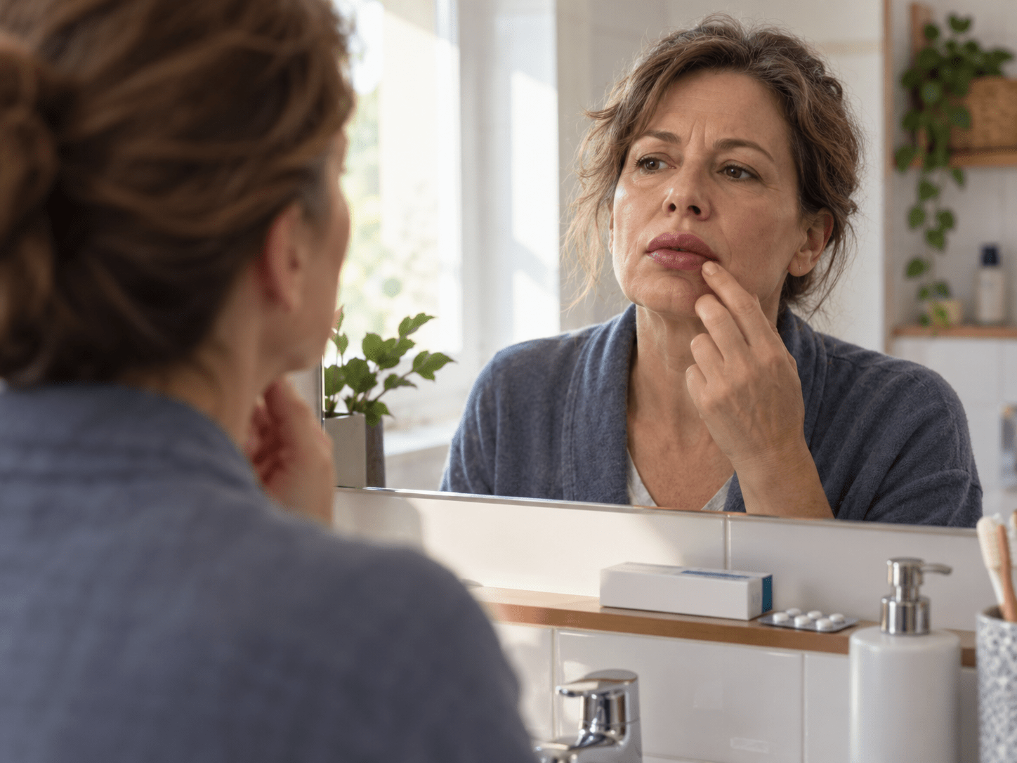 Lippen Schwellung als Zeichen des Angioödems